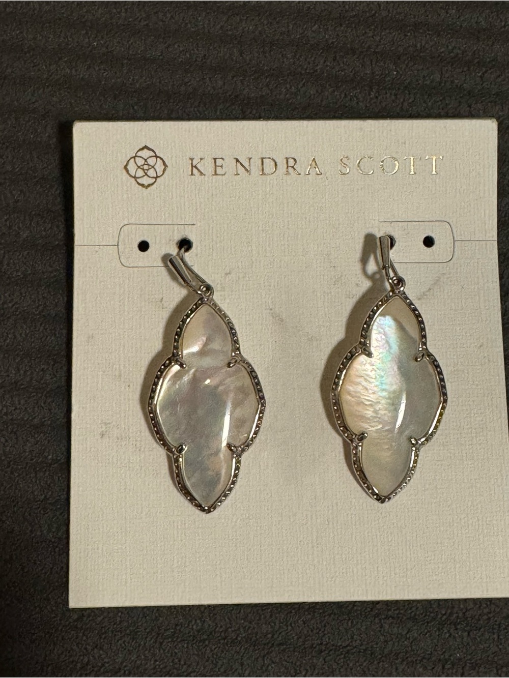 Kendra Scott Iridescent Mother-of-Pearl Drop Earrings - White & Silver - Picture 2 of 5